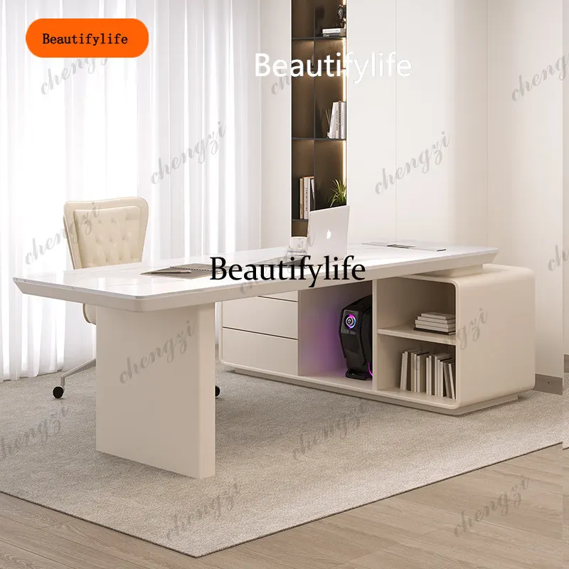 

B456 Classic Designer Office Desk Classic Nordic Style Solid Wood Luxury Computer Desks Modern Storage Scrivania Work Station Ta