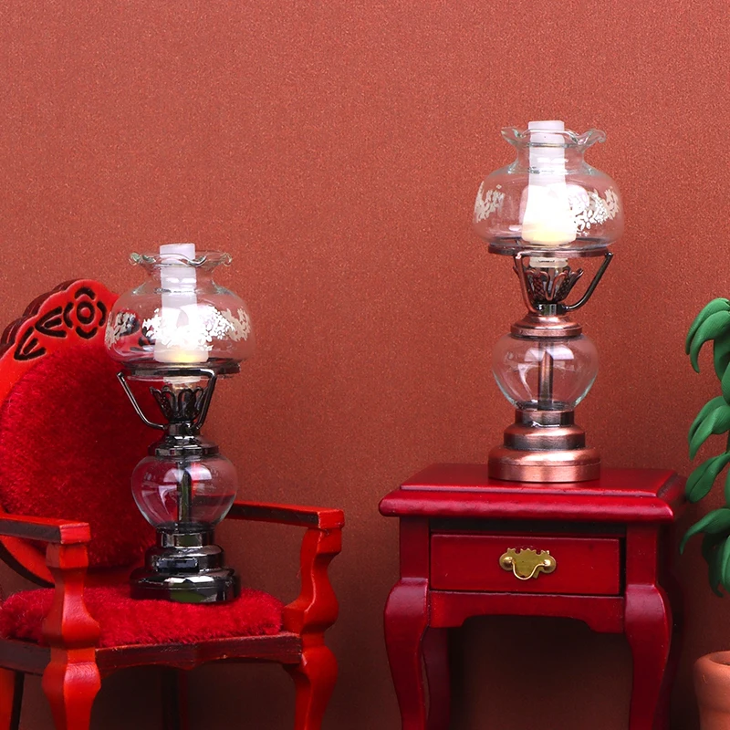 1:12 Dollhouse Miniature LED Light Candlestick Lamp Desk Lamp Home Lighting Model Furniture Decor Toy Doll House Accessories