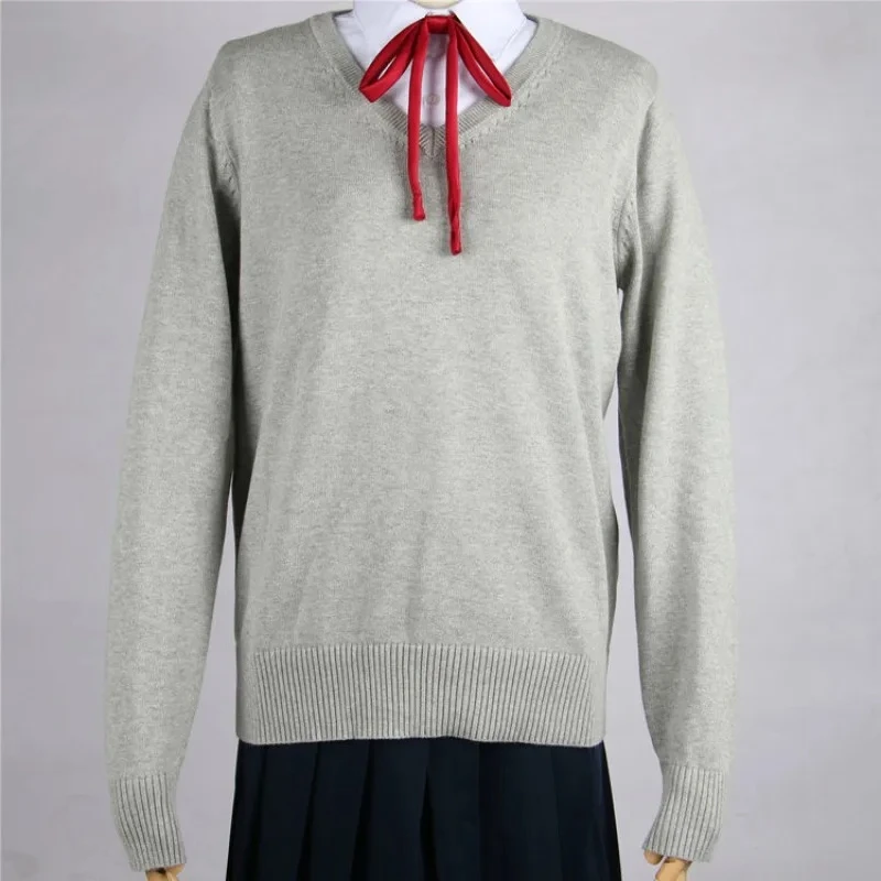 

Korean Japanese Women's Sweet Cute Knit Sweaters V Neck Long Sleeve Kawaii Oversized Girl JK Uniform Sweater Pullover Tops