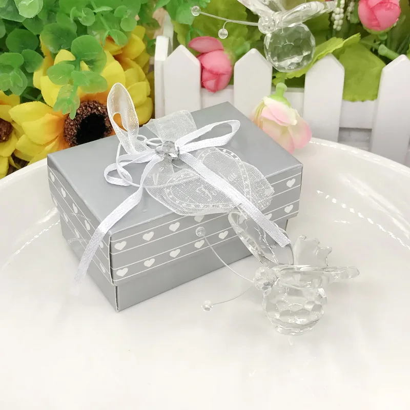 

Crystal Glass Butterfly Decorations, Baby Shower Favors, Paperweight, Birthday Souvenir, Newborn Christening Party, 6Pcs