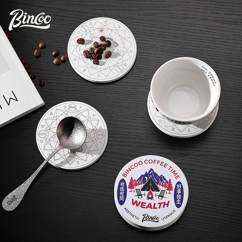 Bincoo Ins Style Ceramic Coaster – Heat Resistant Mat for Coffee Cup, Moka Pot, Random Design Blind Box Surprise