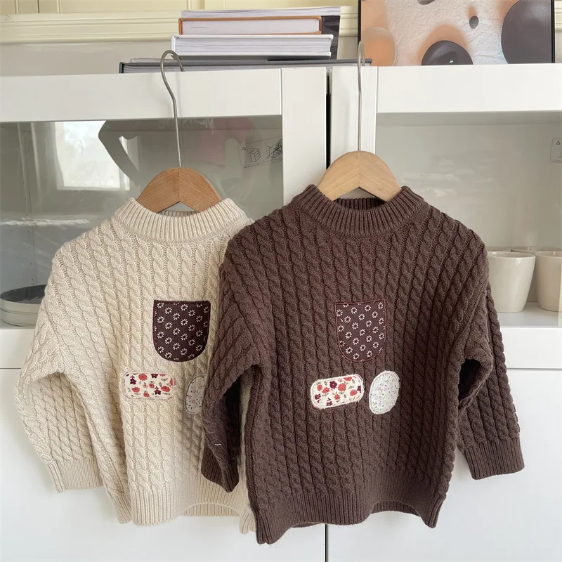 

2024 Girls Autumn Clothes boys Winter Knitted Sweater 2-6 Years Children Baby Outerwear Pullover Knitwear Sweaters For Girl Tops