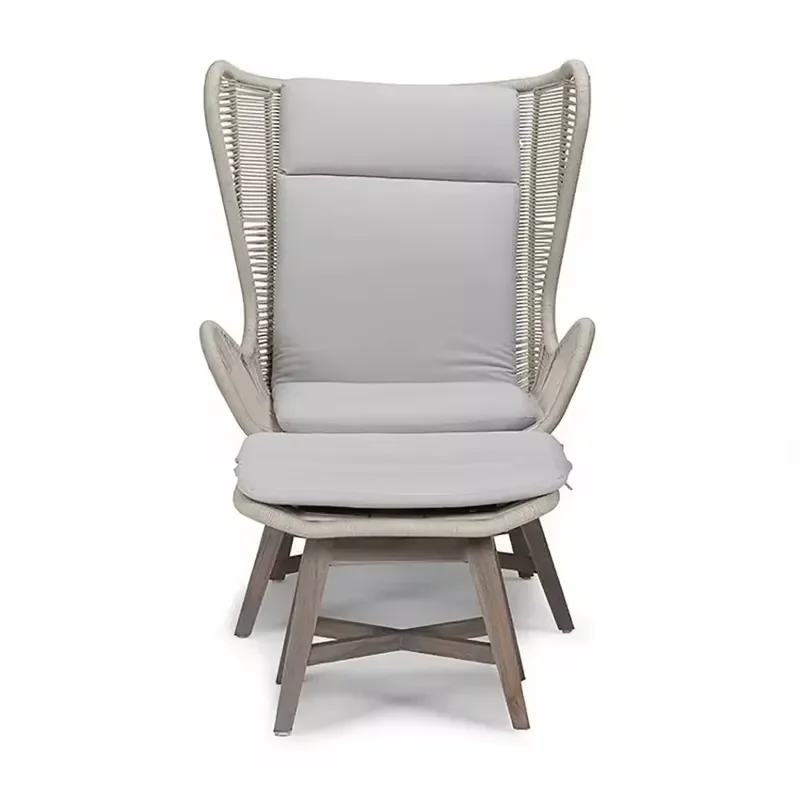 High Back Garden Lounge Chair with Rope Weaving Durable Outdoor Leisure Furniture for Villa Hotel and Patio Relaxation