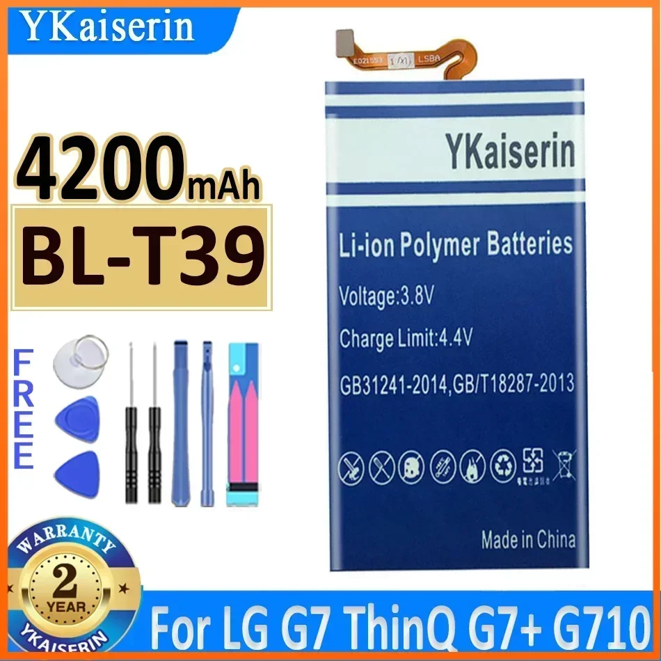 YKaiserin BL-T39 Battery for LG G7 G7+ G7ThinQ LM G710 ThinQ G710 Q7+ LMQ610 BL T39 4200mAh Mobile Phone Batteries Warranty