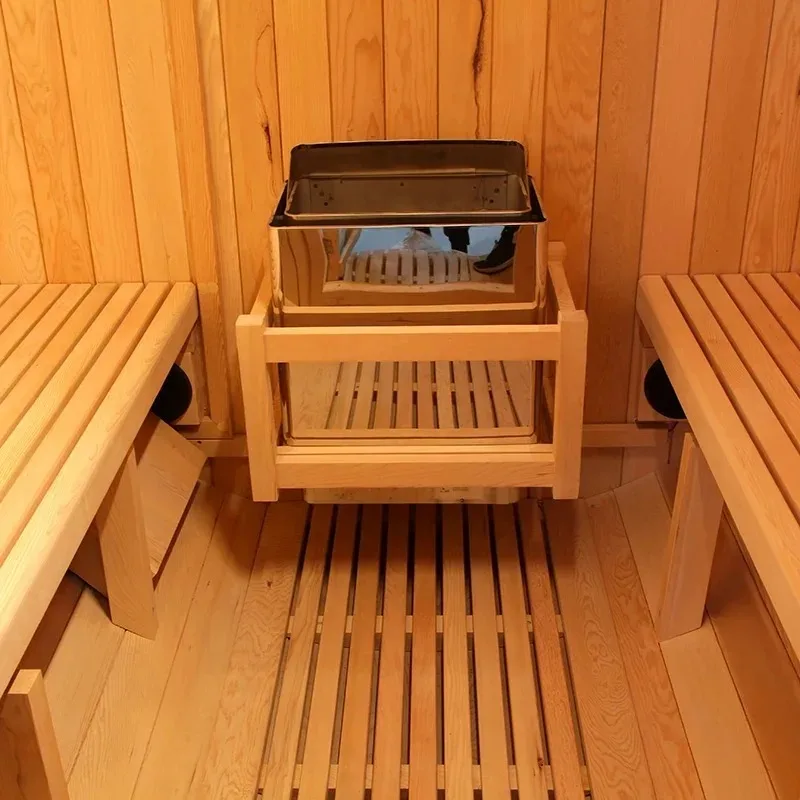 Outdoor Saunas Red Cedar Traditional Sauna Room 2 Person Barrel Sauna Room