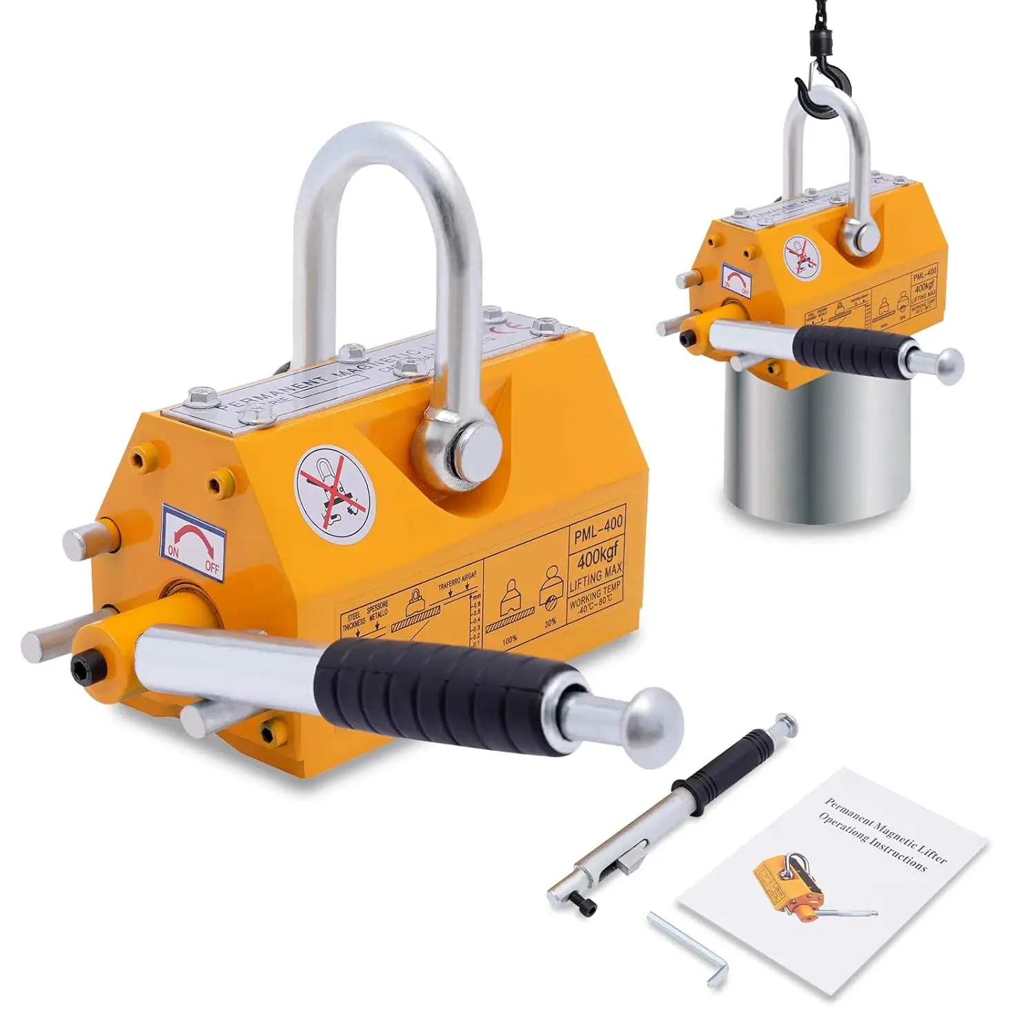 Magnetic Lifter 880 lbs/400 kg Lifting Capacity Lifting Magnet with Release Permanent Lift Magnets Magnet for Hoist