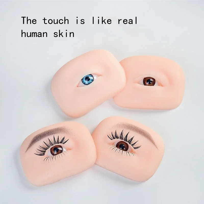 Professional 2Pcs Silicone Eyes Eyelash Extension Practice Set Realistic Eyebrow Microblading Training Tool Lash Tech Supplies