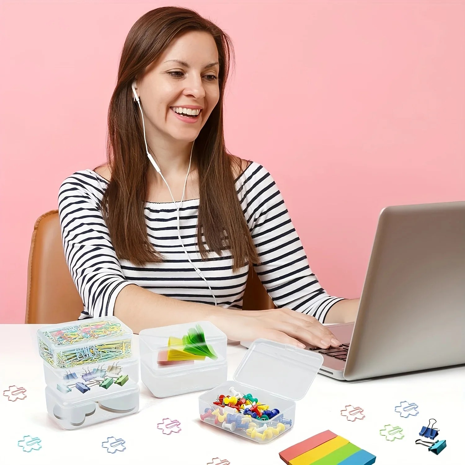 6 Stück Klare Kunststoff-Aufbewahrungsboxen, Transparente Organizer-Behälter für Kleinteile zu Hause, im Büro und in der Küche – Detail 5