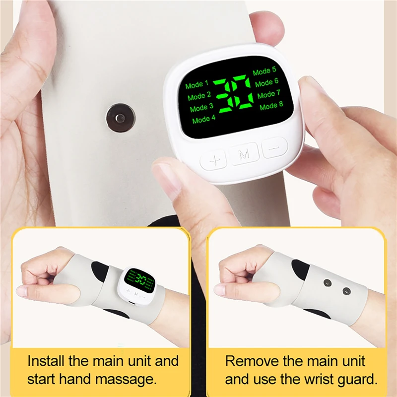 8 modalità 30 livelli massaggiatore elettrico da polso vibrazione ricaricabile allevia tenosinovite massaggiatore per sollievo dall'affaticamento del tunnel carpale