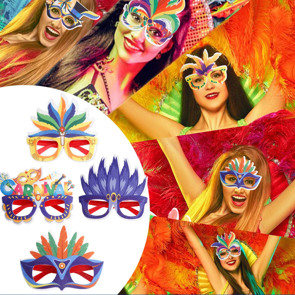 4pcs/set Mardi Gars Paper Glasses, Carnival Parade Masquerade Party Eye Masks,  Mardi Gras Photo Props,  Holiday Ornament