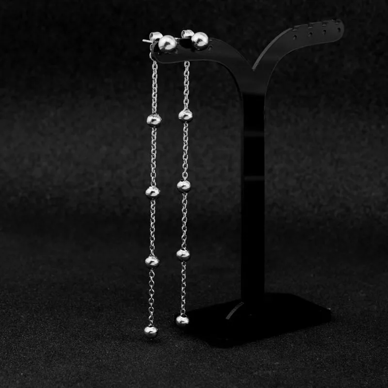 

Waterproof Anti-rust Stainless Steel Multi-ball Ear Threader Drop Dangling Tassel Earrings for Women Sweatproof Ear Stud Jewelry