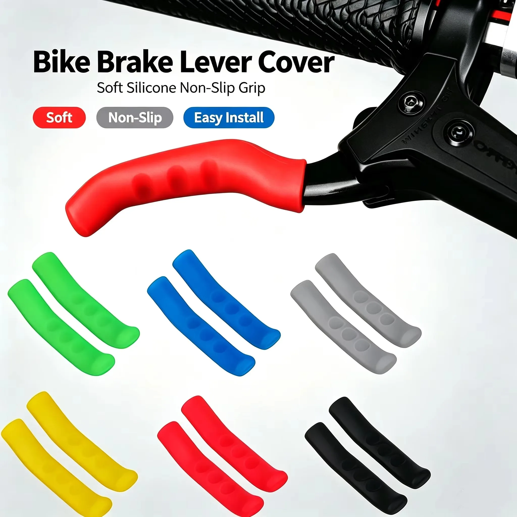 AliExpress NONE 1Pair Bicycle Brake Handle Cover Non-slip Silicone Cover MTB Bike Brake Lever Protector Covers Removable Bike Fixed Gear Sleeves