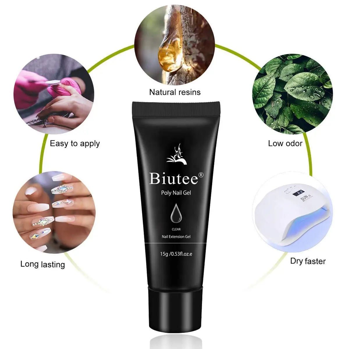 Biutee 15 مللي بولي طلاء الأظافر هلام اللون تغيير الاكريليك تمديد كريستال مسمار الفن سريع منشئ الورنيش UV بولي طلاء الأظافر