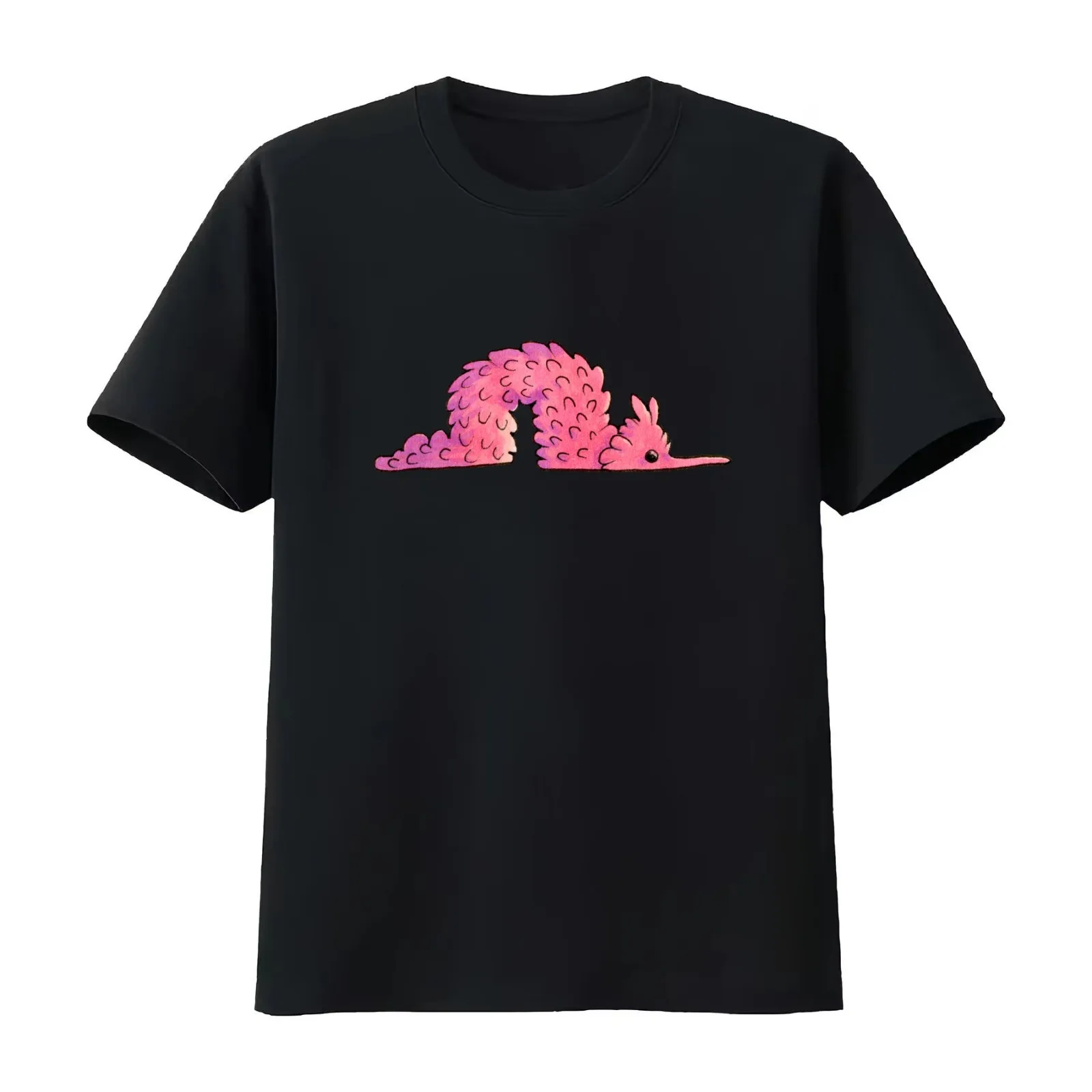 Crawling worm T-Shirt Summer Casual Cotton Tee Oversized Streetwear Tops Vintage Graphic Print Loose Fit Short Sleeve