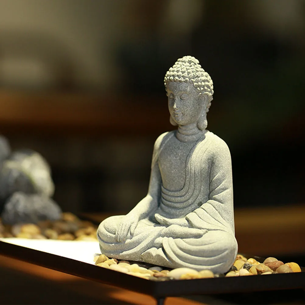 

1Pcs Buddha Statue Sandstone Gray Meditation Zen Decor Relaxation Indoor Outdoor Decoration Sandstone Adornment