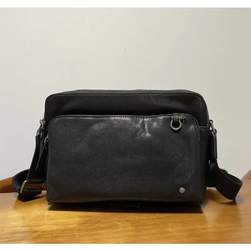 Vegetable tanned leather large capacity genuine leather retro first layer cowhide messenger bag
