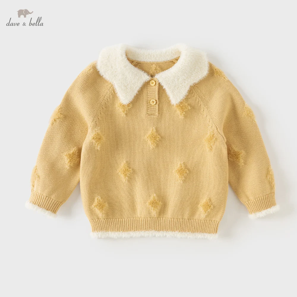 Dave Bella Kids' Winter Sweater For Children Pullover Soft Girls Clothing 7 And 8 Years Old Fashion Top Outdoor Casual DB4264334