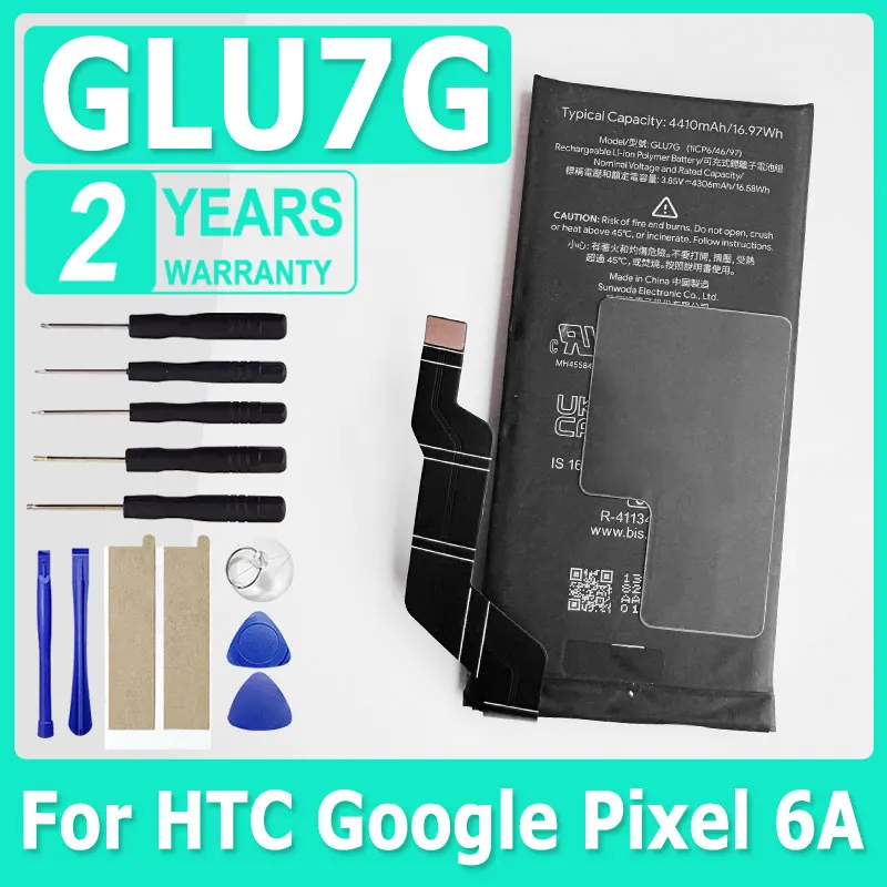 GLU7G Replacement New Battery For HTC Google Pixel 6A Phone Battery 4350mAh + Free Tools
