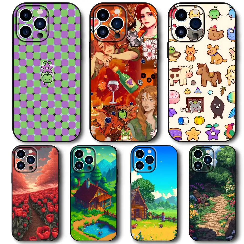 Классический игровой чехол для телефона Stardew Valley для iPhone 16, 16e 15, 14, 13, 12, 11 Plus Mini Pro Max, мягкий черный противоударный чехол