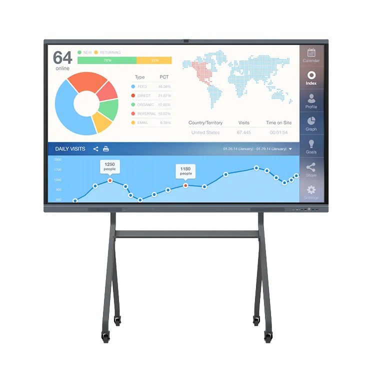 65-inch Full Hd Lcd Interactive Smart Board Windows System Touch Whiteboard in White Genre Interactive Boards