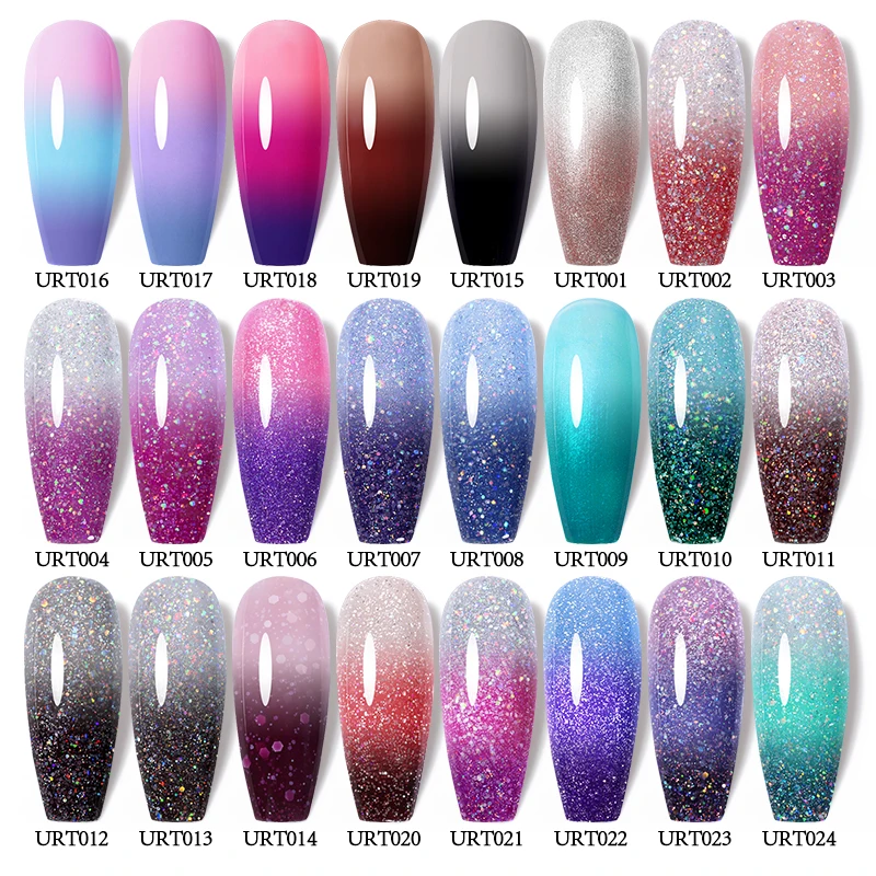 UR SUGAR 7.5ml Thermal Nail Gel Polish Sequins Color Changing Winter Snow Snowflakes Soak Off UV Semi-permanent Nail Art Varnish