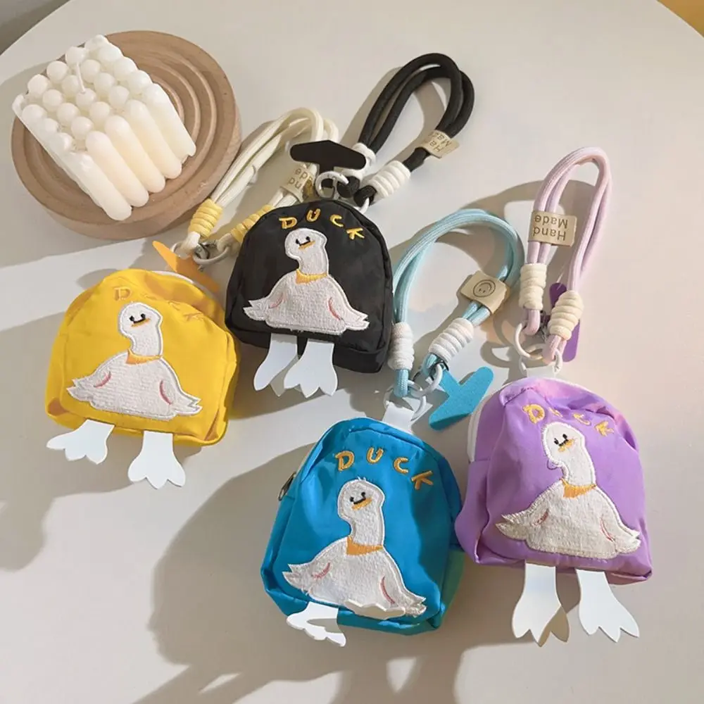 Backpack Hanging Embroidery Duck Keychain Car Keying Multifunctional Mini Purse Bag Portable Durable Phone Ring Pendant Unisex