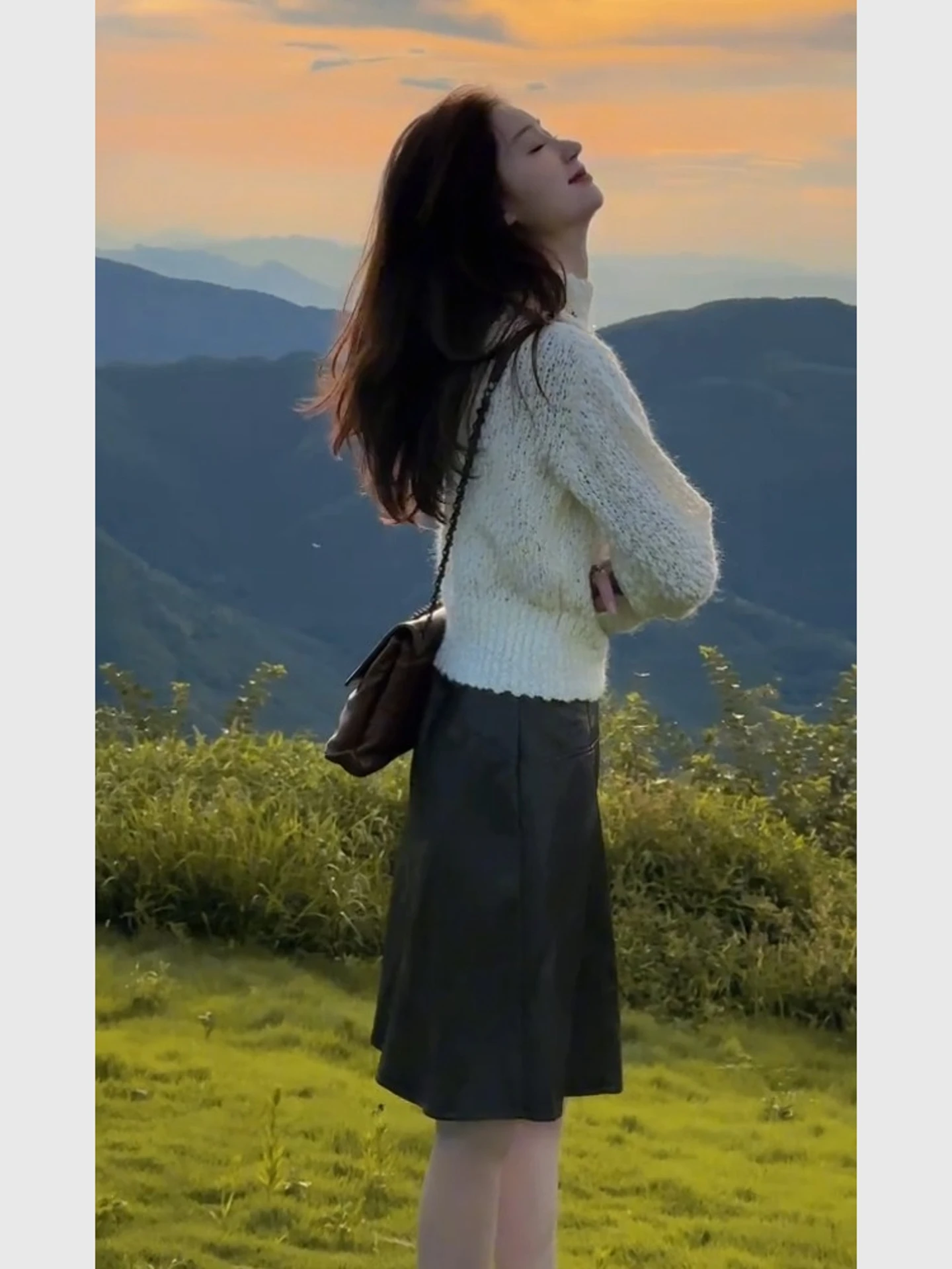 Winter Chic White Sweater And  Skirt Set Women's Faion Two-Piece Ensemble Korean Sle High-End Feelings Commute Sle