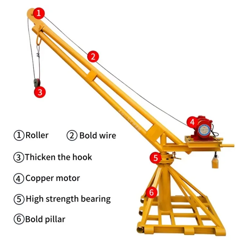 

300Kg Portable Rotating Arm Lifting Hoist 220V Electric Material Lifter Crane For Outdoor Building Renovation Safe Reliable