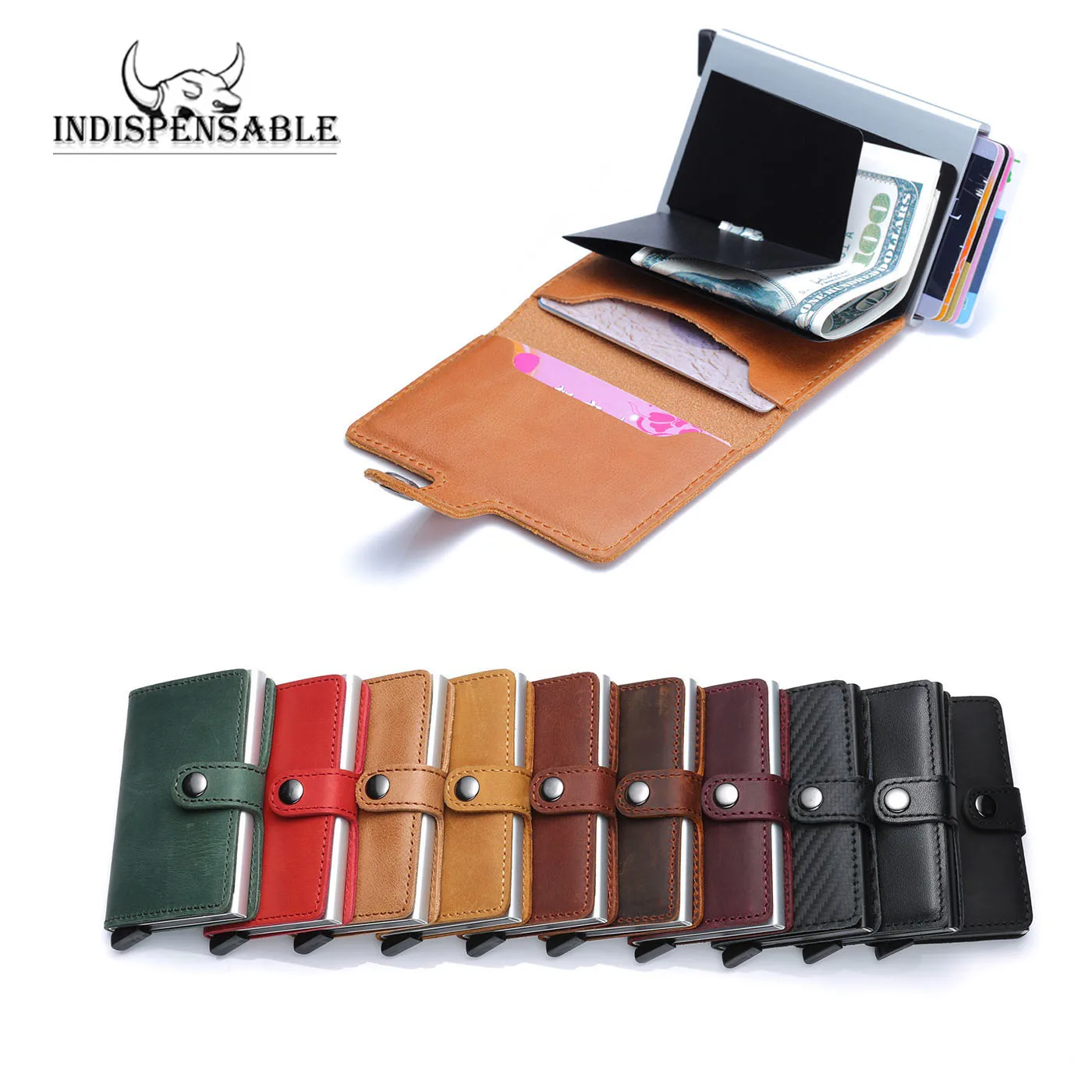 

Indispensable 2022 Metal RFID Credit Card Holder Men Business ID Card Case Genuine Leather Automatic Bank Card Wallet Aluminium