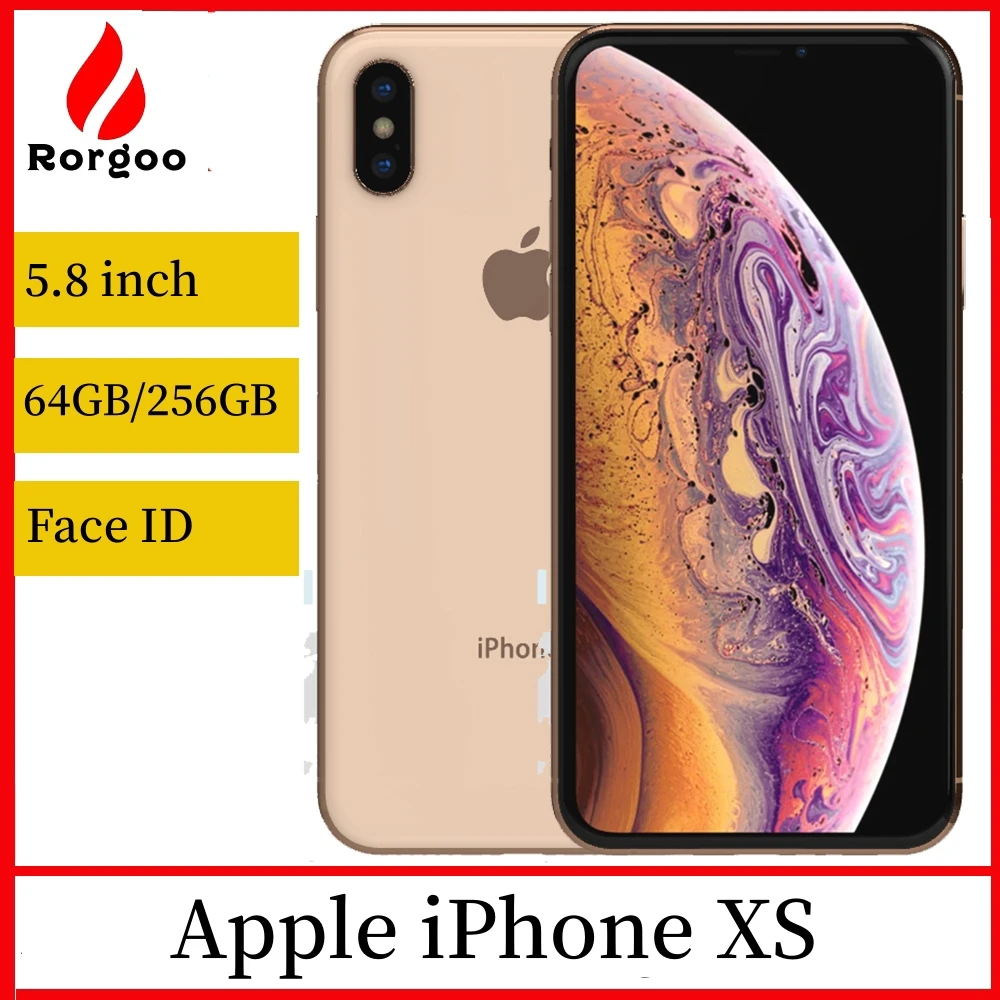 Apple iPhone XS Mobiltelefon Face ID 5,8" 4G LTE A12 4G RAM 64GB 256GB/512GB ROM Hexa Core Original entsperrtes gebrauchtes Mobiltelefon