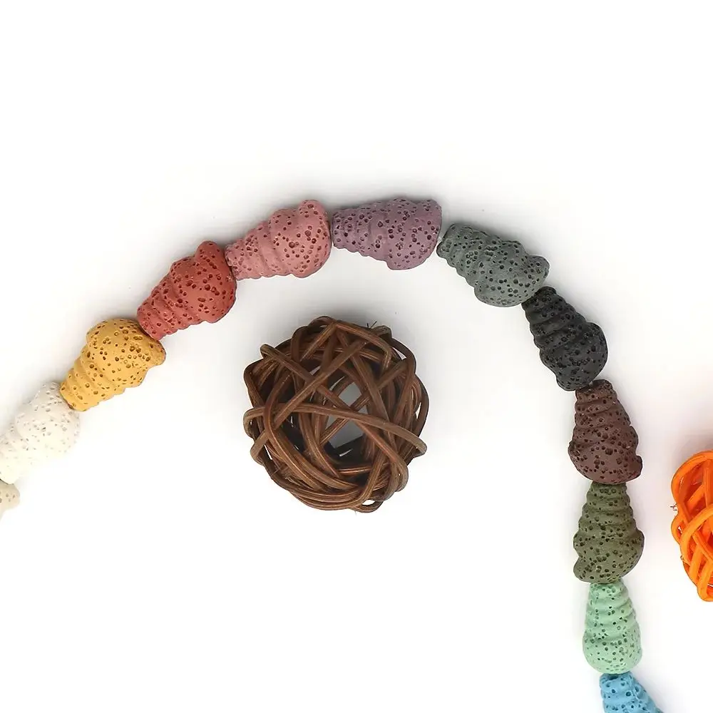 12x18mm カラフルな火山岩ビーズ 彫刻された螺旋状のストレートホール ルースビーズ 手作りクリエイティブネックレス ブレスレット ジュエリー