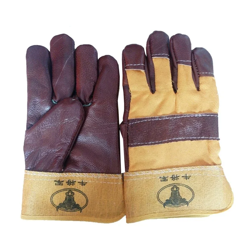 Fire Resistant Durable Denim Half Leather Welder Gloves Heat Resistant Work Safety Gloves Welding Metal Hand Tools  Work Gloves