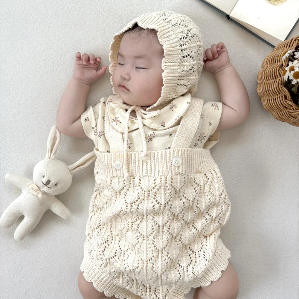 Newborn Props For Photography Cotton Material Hollow Out Knitting Infant Baby Girls Jumpsuit Neonate Baby Girls Jumpsuit