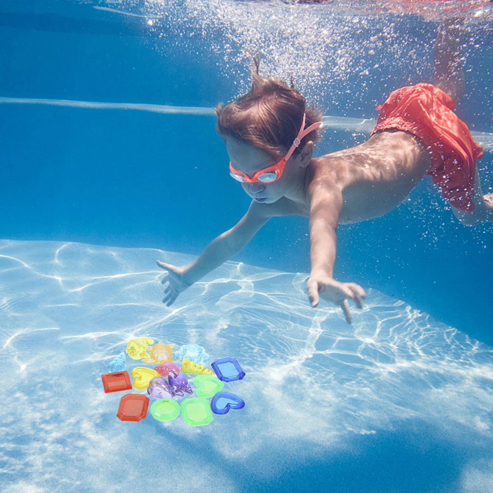 16Pcs Pool Diving Gemstones for Kids Smooth Lifelike Artificial Stones Swim Lesson Games Water Play Activities Summer Fun