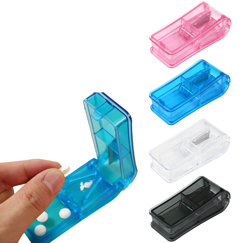 Portable Pill Cutter for 1/2 Precision Cutting, Compact Travel Pill Splitter with Easy Press & Cut Design