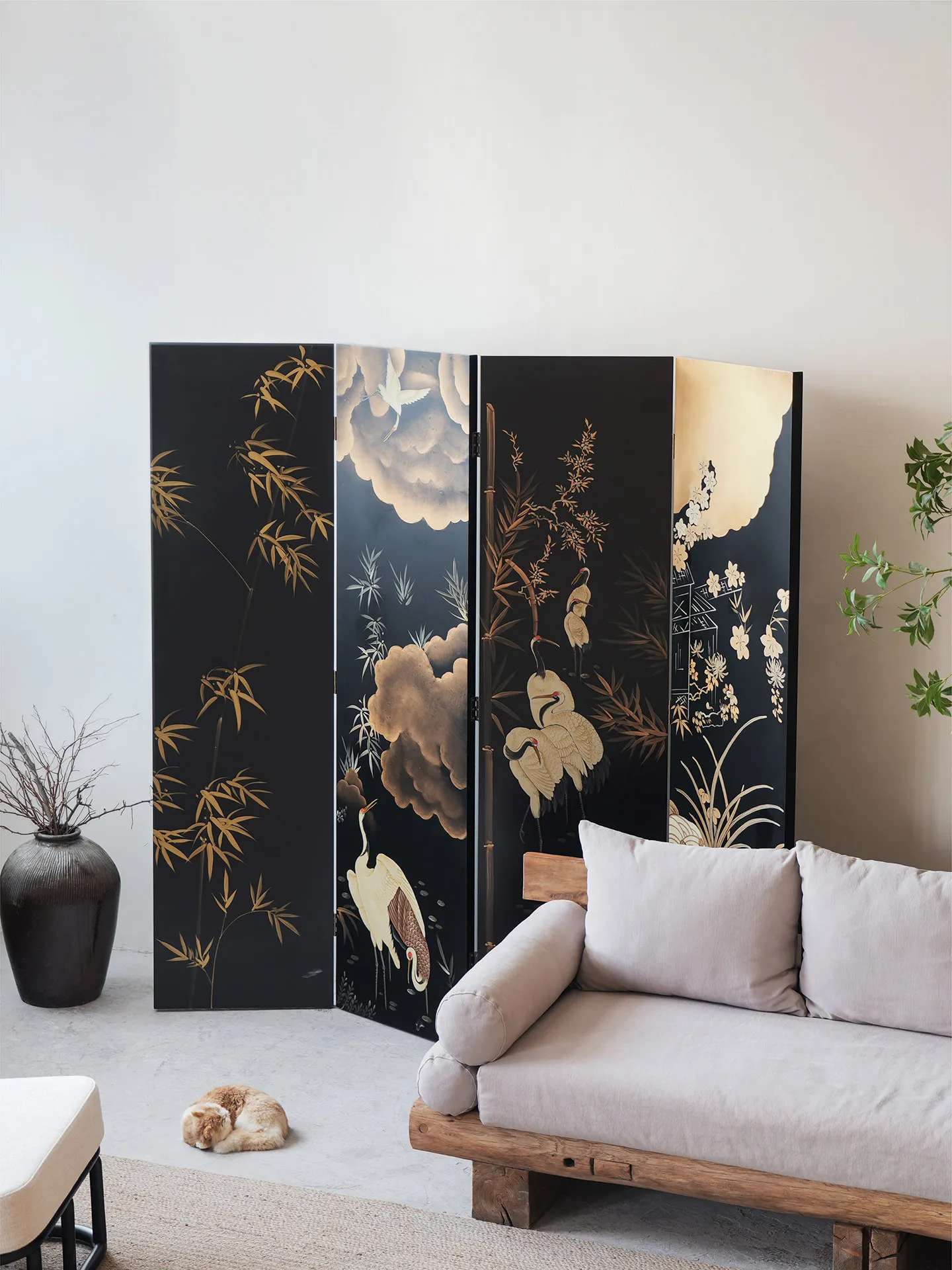 Yy-japanese style solid wood folding gold foil screen chinoiserie living room entrance facing the door entrance partition  room