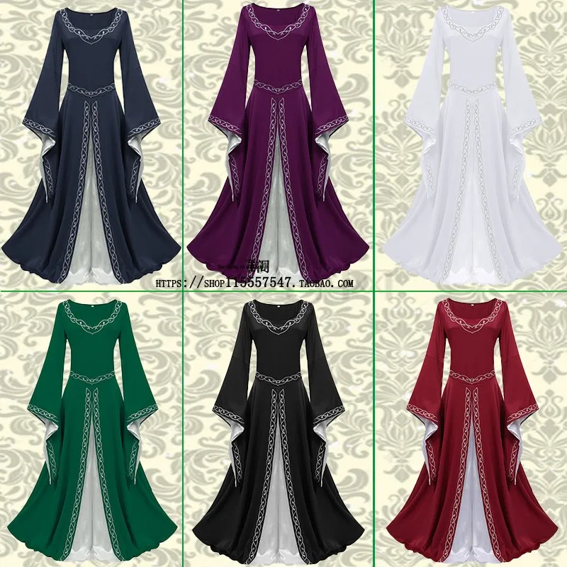 European Sle Retro Long Skirt loween Cosplay Costume Queen Or King Stage Performance Outfit Healthy Fabric Ladies Dr