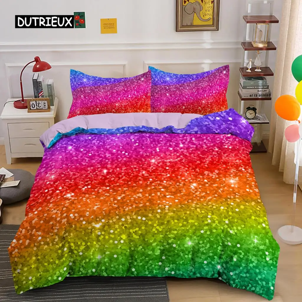 

Abstract Rainbow Colorful Bedding Set Queen King Sinlge Duvet Cover Dream Polyester Comforter Covers Pillowcase Soft Bedclothes