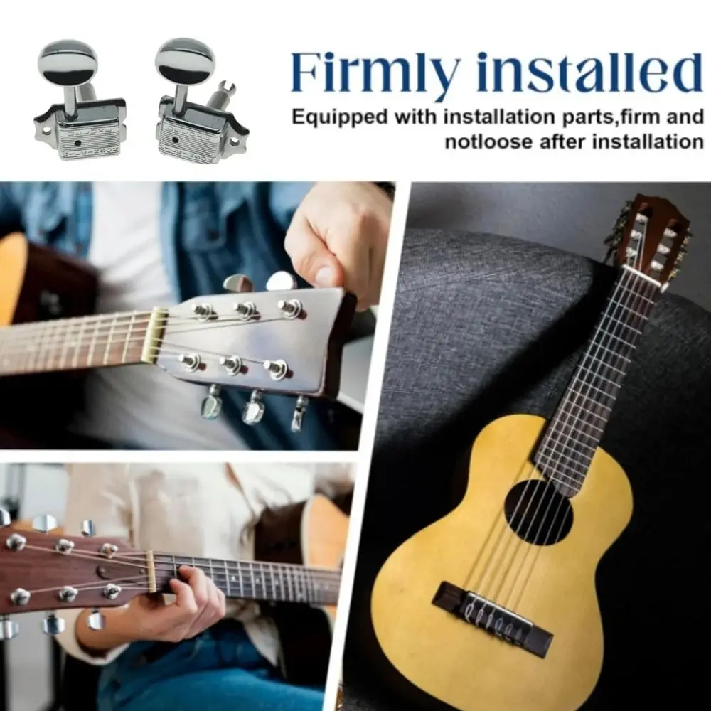 

1Set New 6-Pack Guitar String Knob 6-in-Line Retro Tuning Key Pegs Chrome Finish 6 Right 6R Combination Tool Guitar Accessories