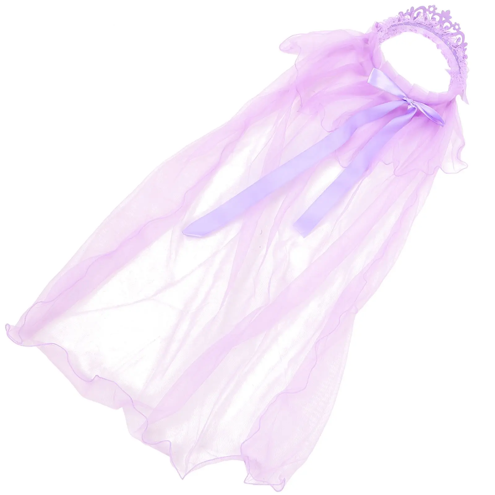 Princess Crown Tiara Hair Wreath Veil Wedding Headdress White Purple Child