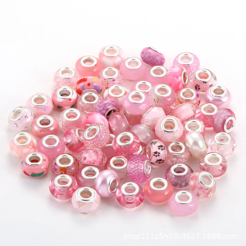 

100pcs/lot Mixed Resin Hole Loose Beads For Charm Making DIY Bracelets Necklace Accessories
