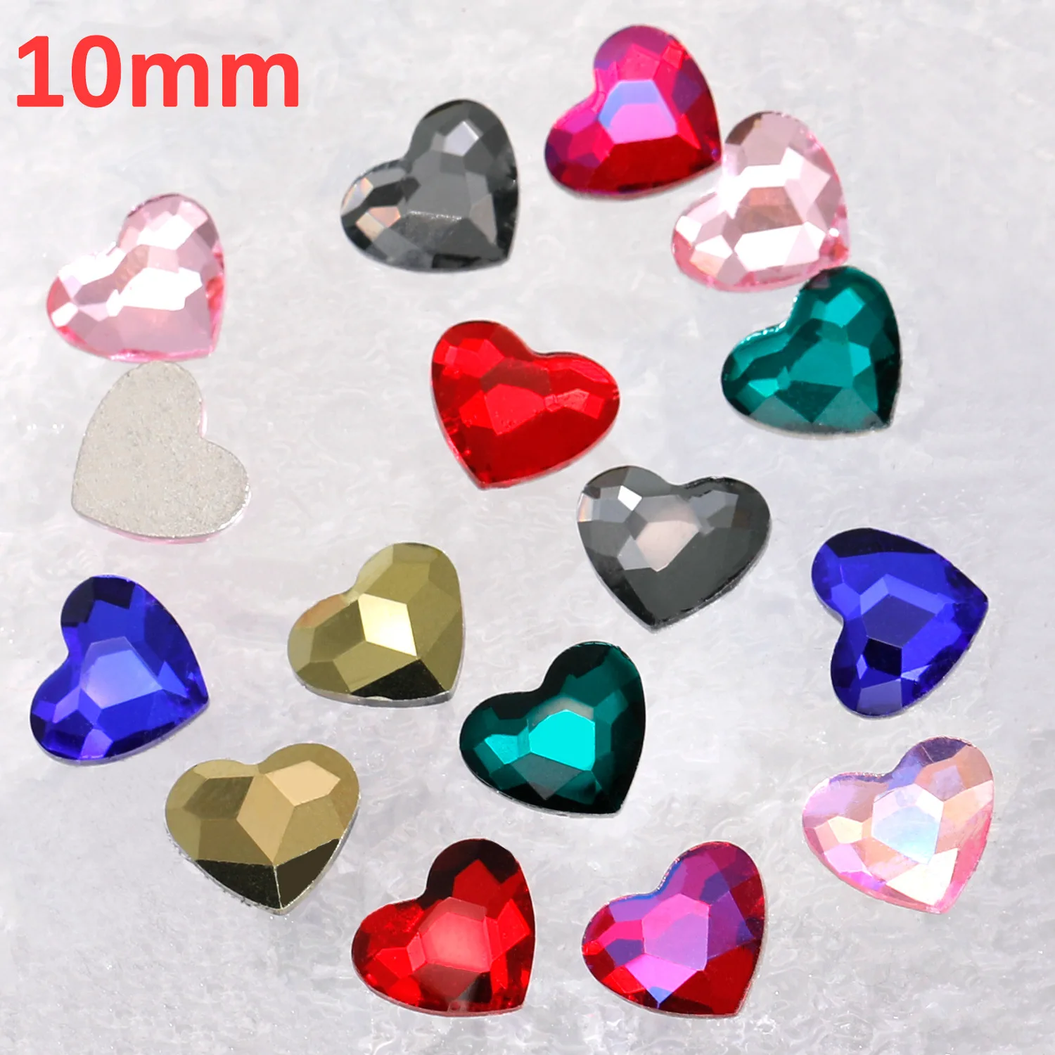20/40PCS 10MM Flatback Love Heart 3D Nail Art Rhinestone Charms Jewelry Parts Accessories For Nails Decoration Manicure Supplies