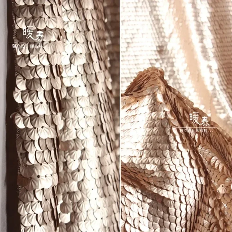 Gold Sequin Fabric Mesh for Diy Sewing Clothing Dress Designer Fashion Dance Skirt Decorative Fabrics Wholesale