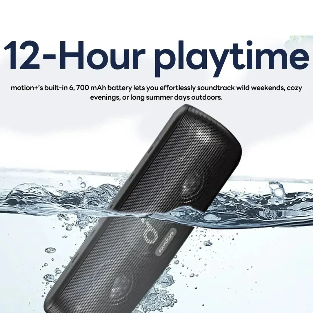 Anker Soundcore Motion+ Bluetooth Speaker with Audio 30W Hi Res Subwoofer IPX7 Waterproof 6700 MAh Portable Speaker