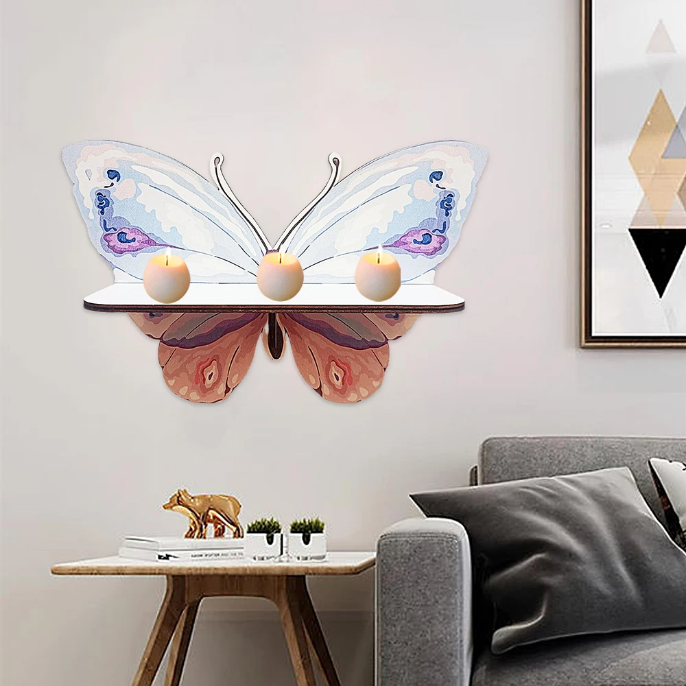 1pc, Bohemian style wall shelf dream butterfly wooden crafts, living room farmhouse bathroom decoration