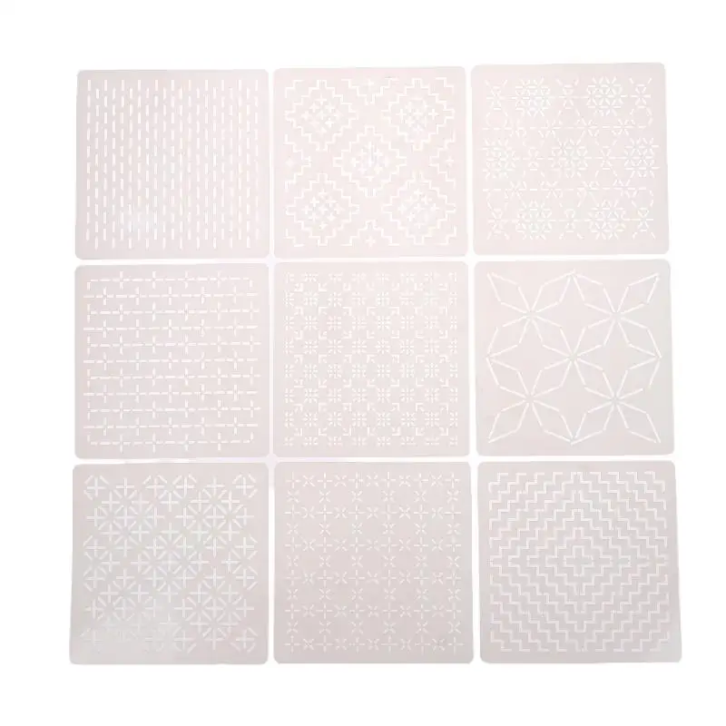 9/32 Stück Sashiko-Stickmuster-Vorlage DIY Geometrische Patchwork-Schablone Wiederverwendbare PET-Schablone Handgemachte Stickerei-Bastelwerkzeuge – Detail 10