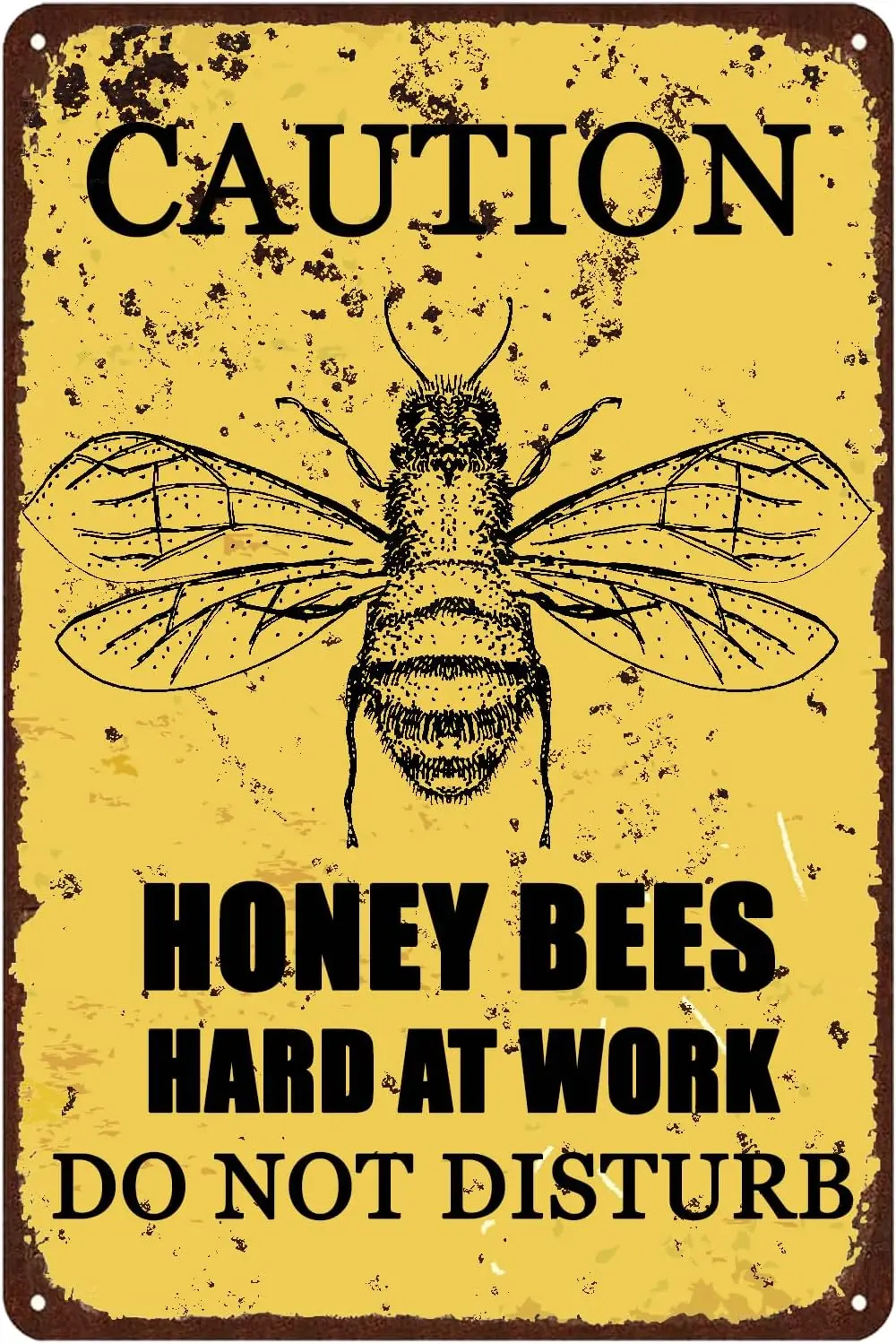 Bee Warning Sign,Honey Bees Hard at Work Funny Bee Wall Decor Tin Signs Vintage Wall Poster Metal Plaque for Home Garden Ya sign