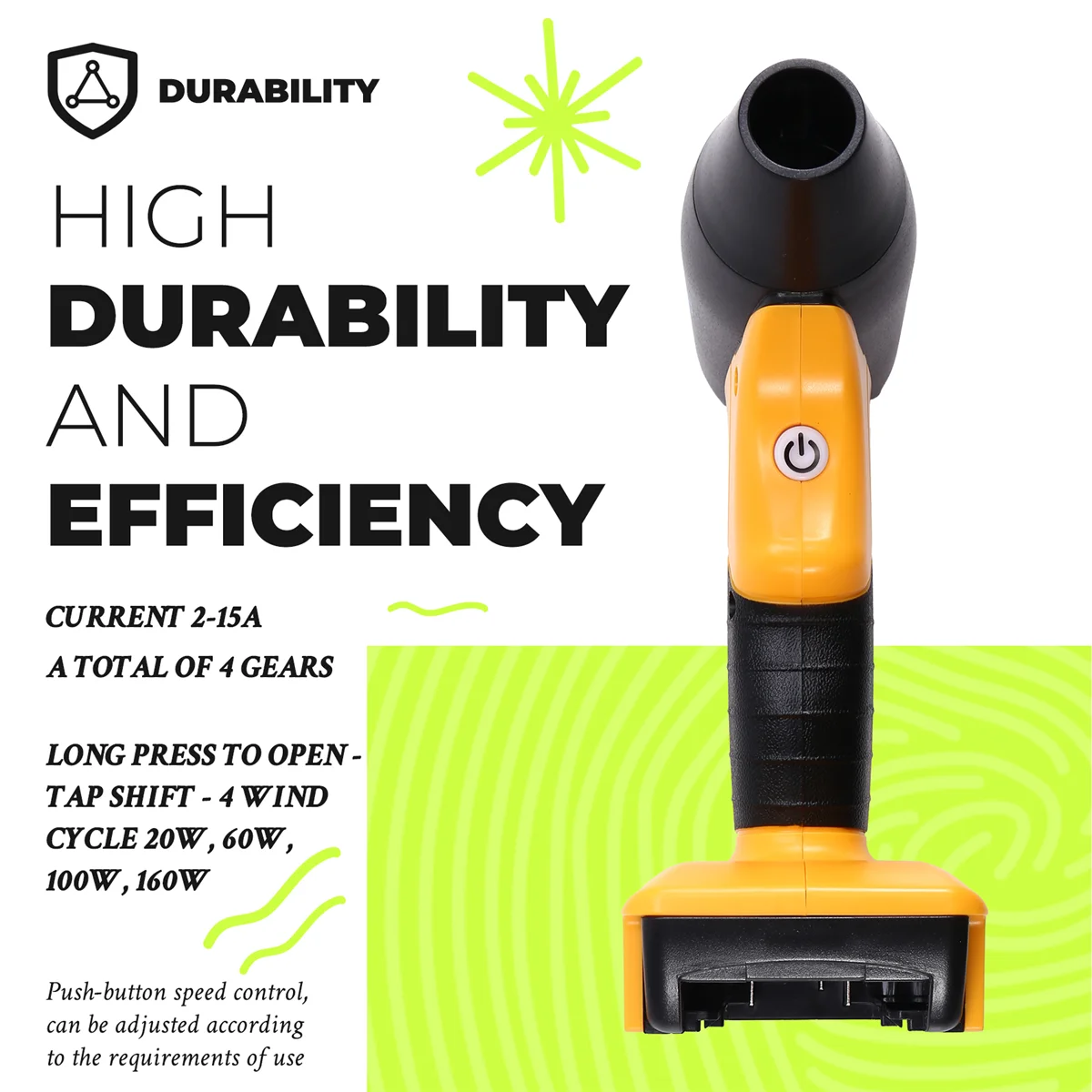 

AM38M Cordless Leaf Blower Electric Jobsite Air Blower for DeWalt 18V 20VBattery Brushless Handheld Portable Violent Turbo Fan