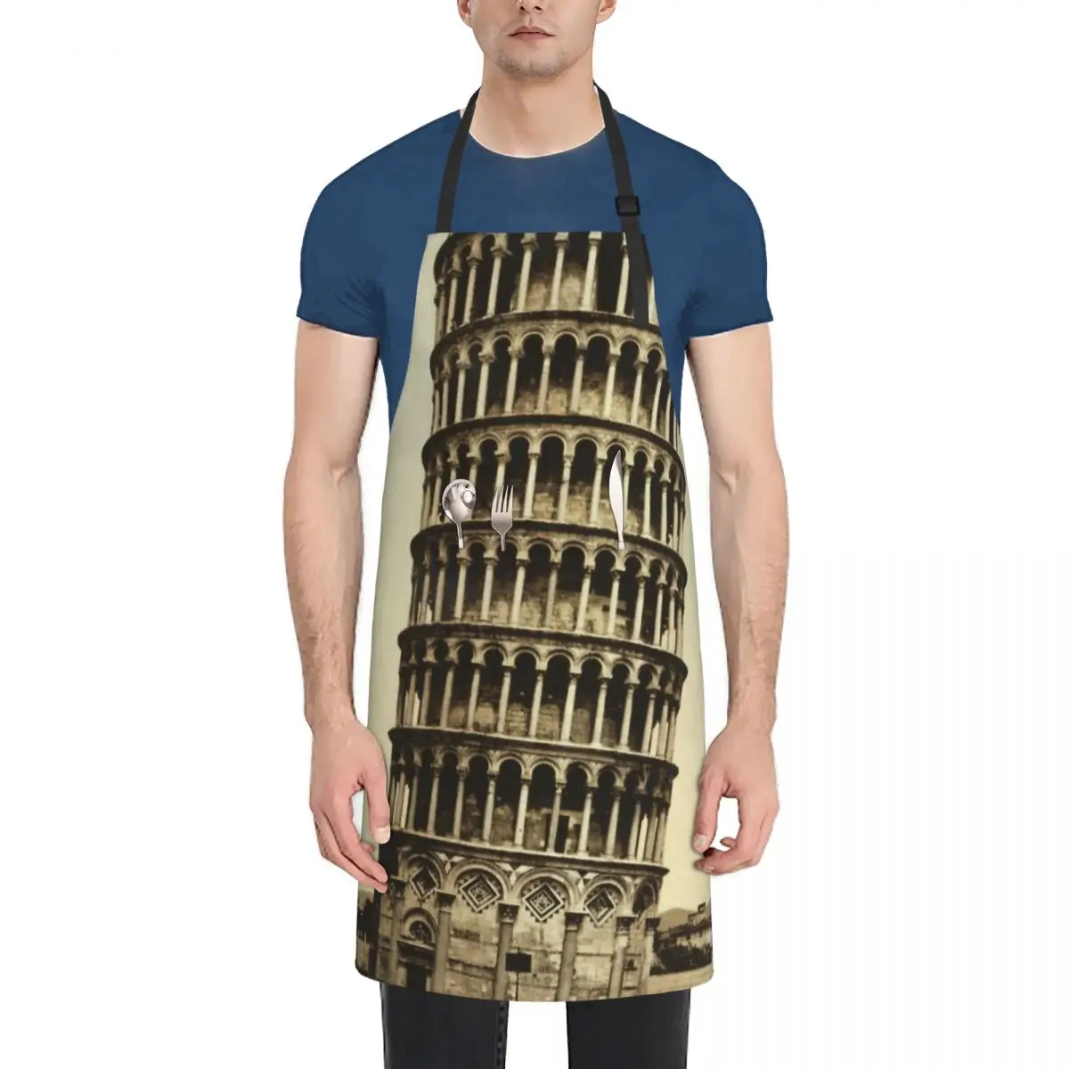 

Vintage Leaning Tower Of Pisa Photograph (1900) Fashion Dacron Kitchen Aprons For Woman Men Chef Work