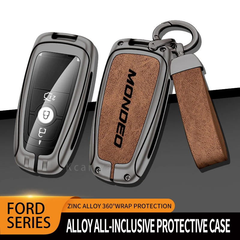 Car Auto TPU Zinc Alloy Key Case Bag For Ford MONDEO Logo Car Key Chain Car Metal Key Shell Car Interior Decoration Accessories